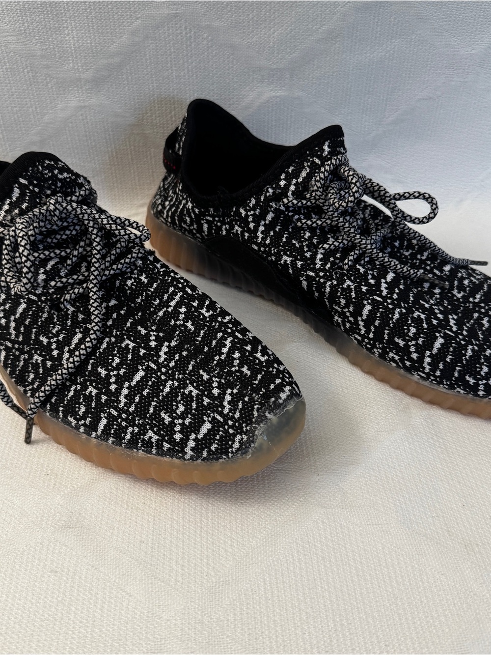 LED Light Up Sneakers Black White Knit Lace Up Shoes Approx US 8.5